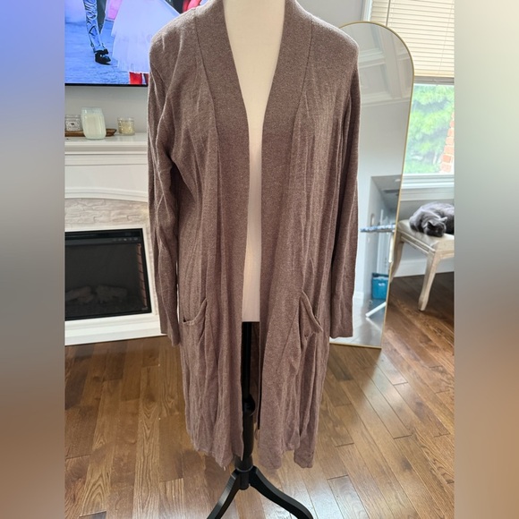 H by Halston Long Tan Cardigan Sweater - Picture 4 of 6